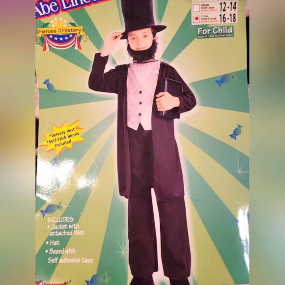Set Costume Abraham Lincoln Forum - Barba E Cappello Nero Per Festa A Tema, Travestimento Storico Originale